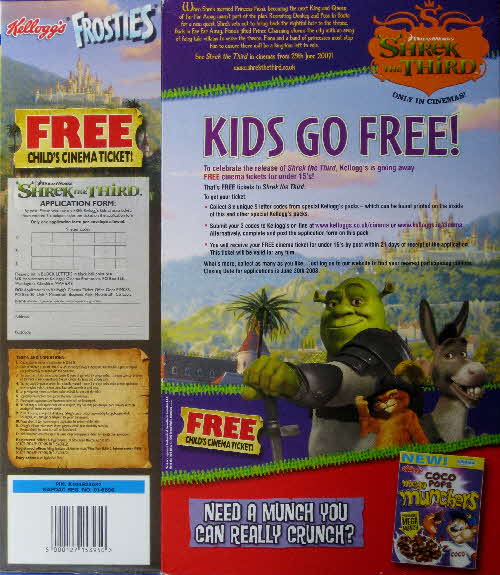 2007 Frosties Shrek 2 Kids go Free Cinema tickets