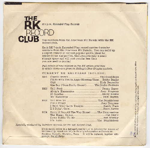 1959 Rice Krispies Club Record reverse