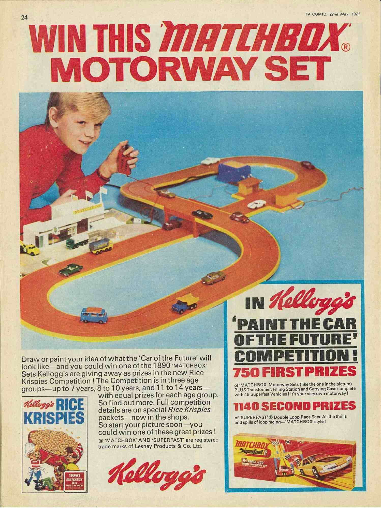 1971 Rice Krispies Matchbox Motorway Set competition