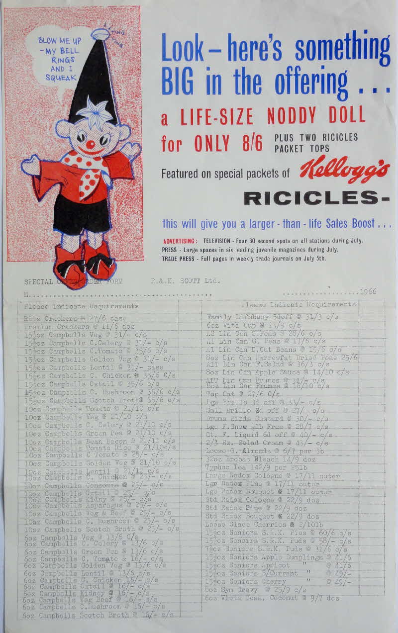 1966 Ricicles Life Size Noddy