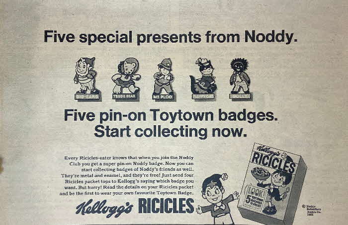 1966 Ricicles Noddy Badges Advert