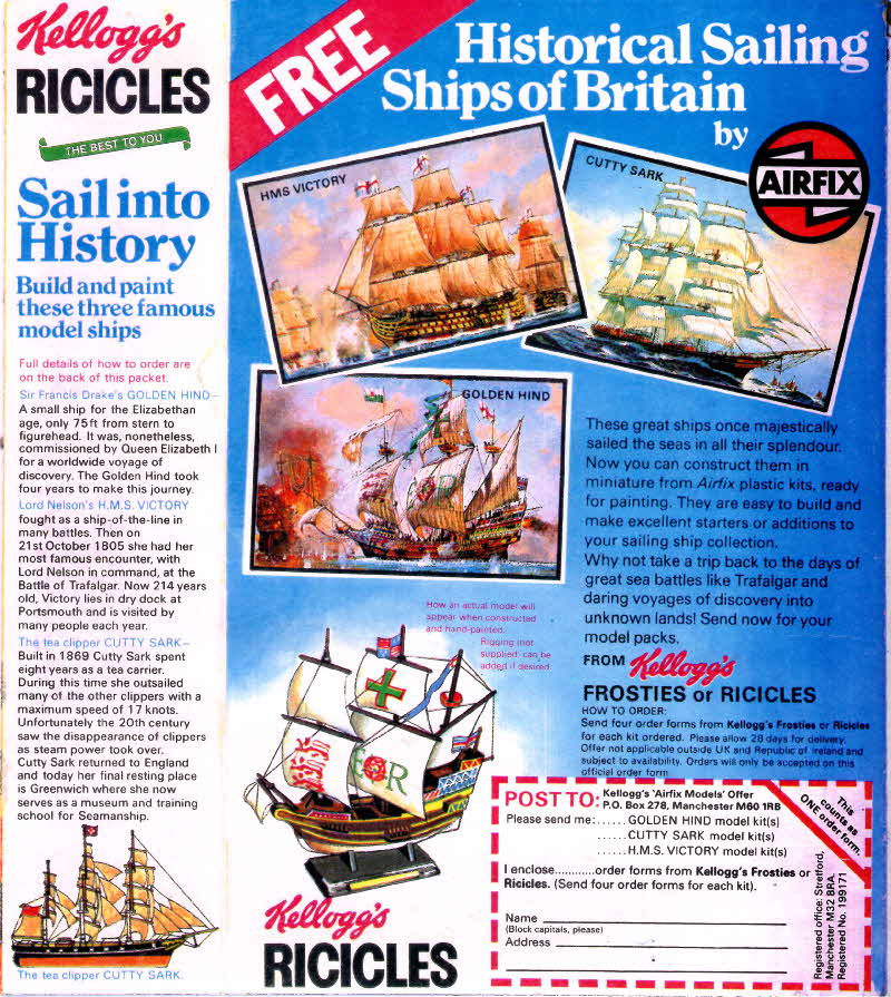 1970s Ricicles Airfix Sailing Ships of Britain
