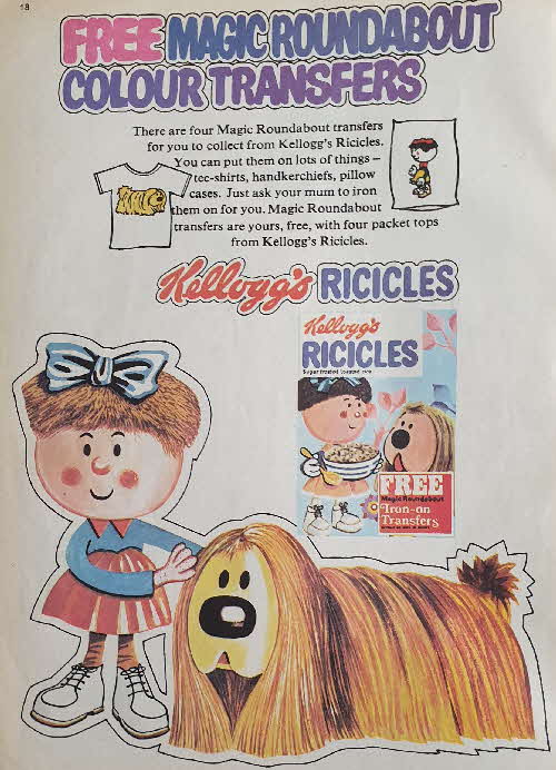 1973 Ricicles Magic Roundabout Iron on Transfer