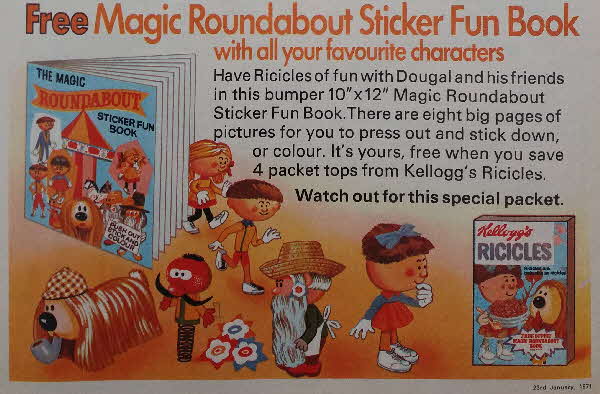 1971 Ricicles Magic Roundabout Book Ad
