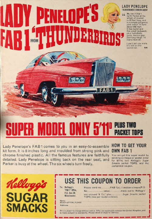 1967 Sugar Smacks Thunderbird Lady Penelope Fab1