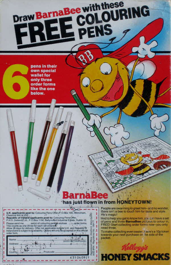 1985 Honey Smacks Colouring Pens