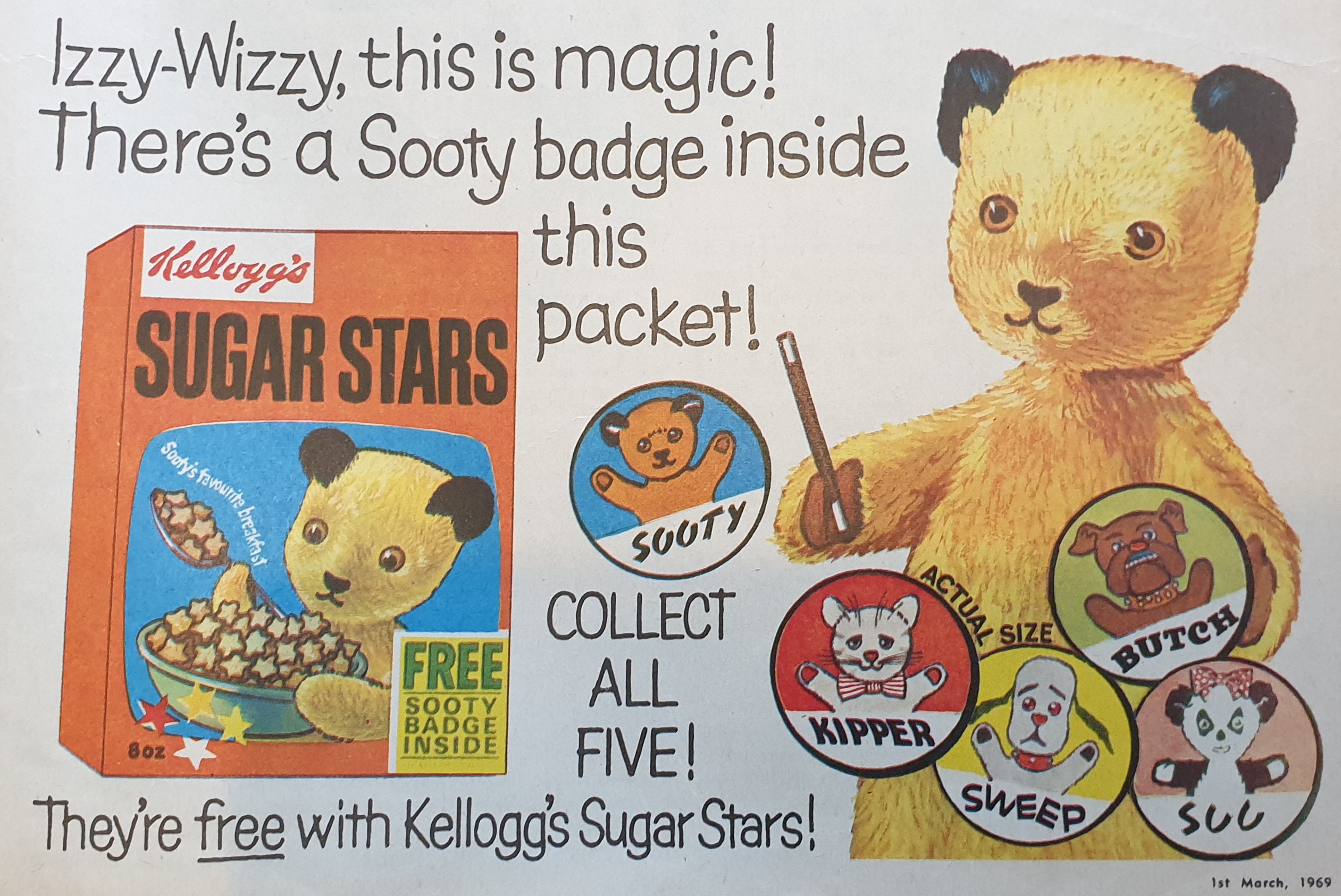 1969 Sugar Stars Sooty Badges1