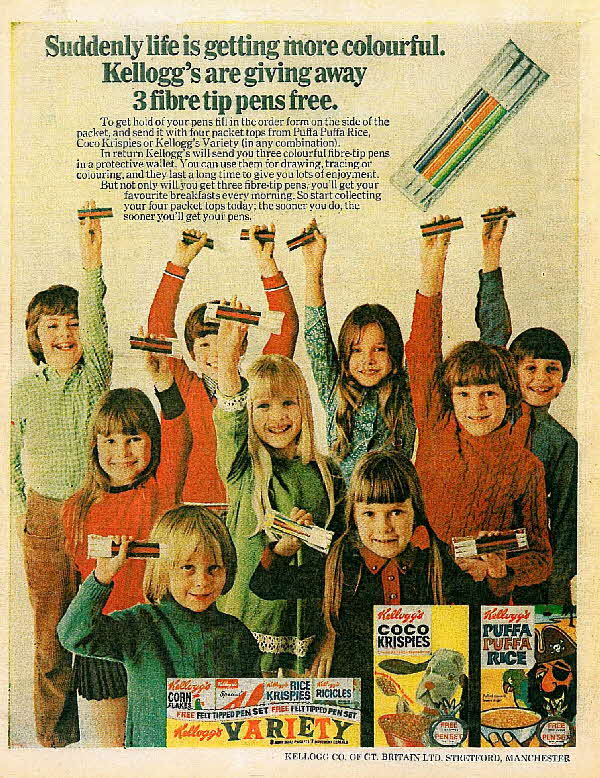 1972 Coco Krispies Felt Tip Pens