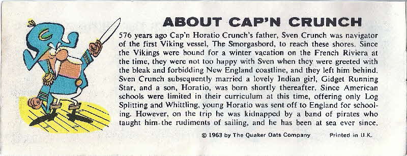 1963 Quaker Cap'n Crunch comic The Rogues Gallery (1a)