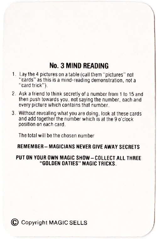 1982 Golden Oaties Magic Tricks Memory game 2