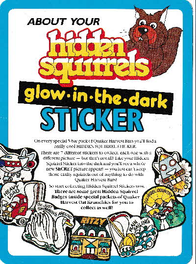 1990 Quaker Harvest Bars Glow in Dark stickers2