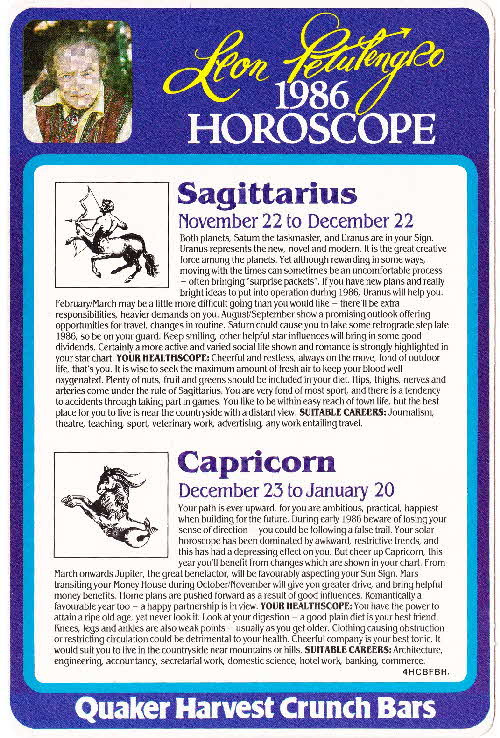 1986 Quaker Harvest Crunch Bar Horoscopes (4)