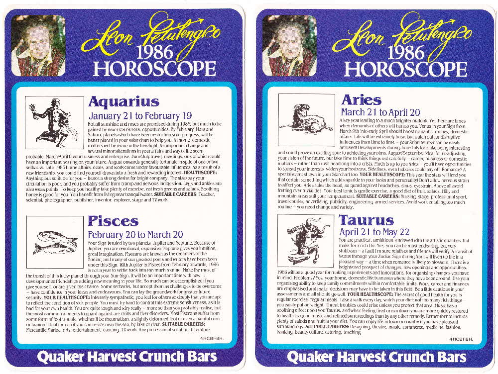 1986 Quaker Harvest Crunch Bar Horoscopes (5)