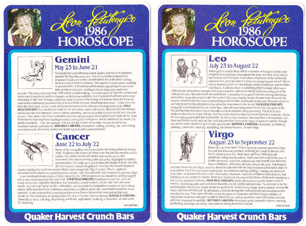 1986 Quaker Harvest Crunch Bar Horoscopes (6)