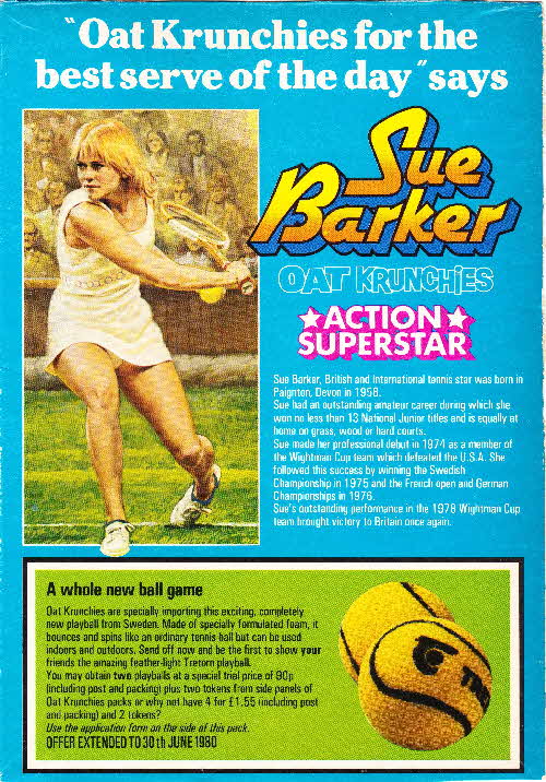 1978 Oat Krunchies Sue Barker  Foam Playball (3)