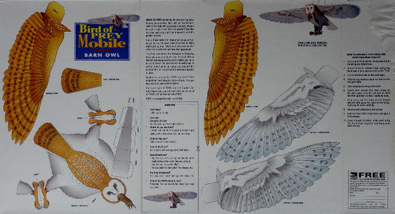 1992 Oat Krunchies Birds of Prey Mobile Barn Owl