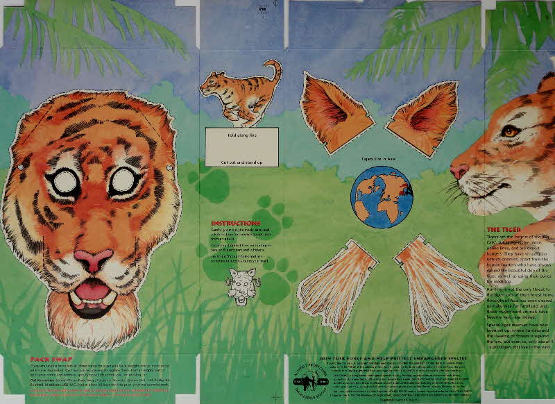 1992 Oat Krunchies Animal Masks Tiger