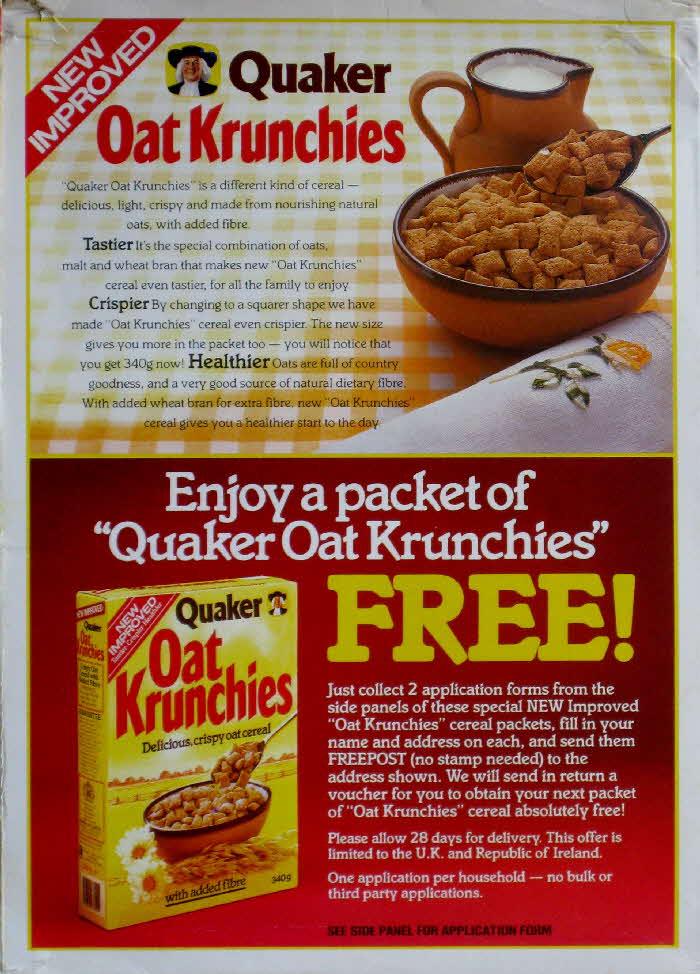 1985 Oat Krunchies Free packer