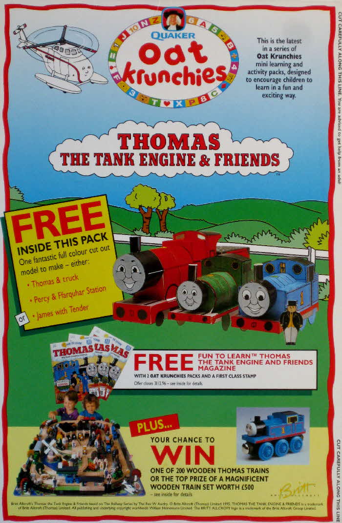1995 Oat Krunchies Thomas the Tank Engine Models back