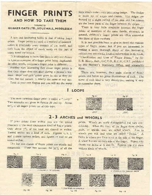 1936 Quaker Oats Finger Print instructions front