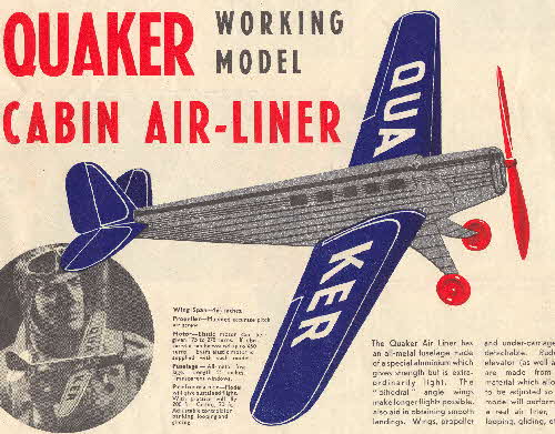 1937 Quaker Oats Cabin Airliner model back