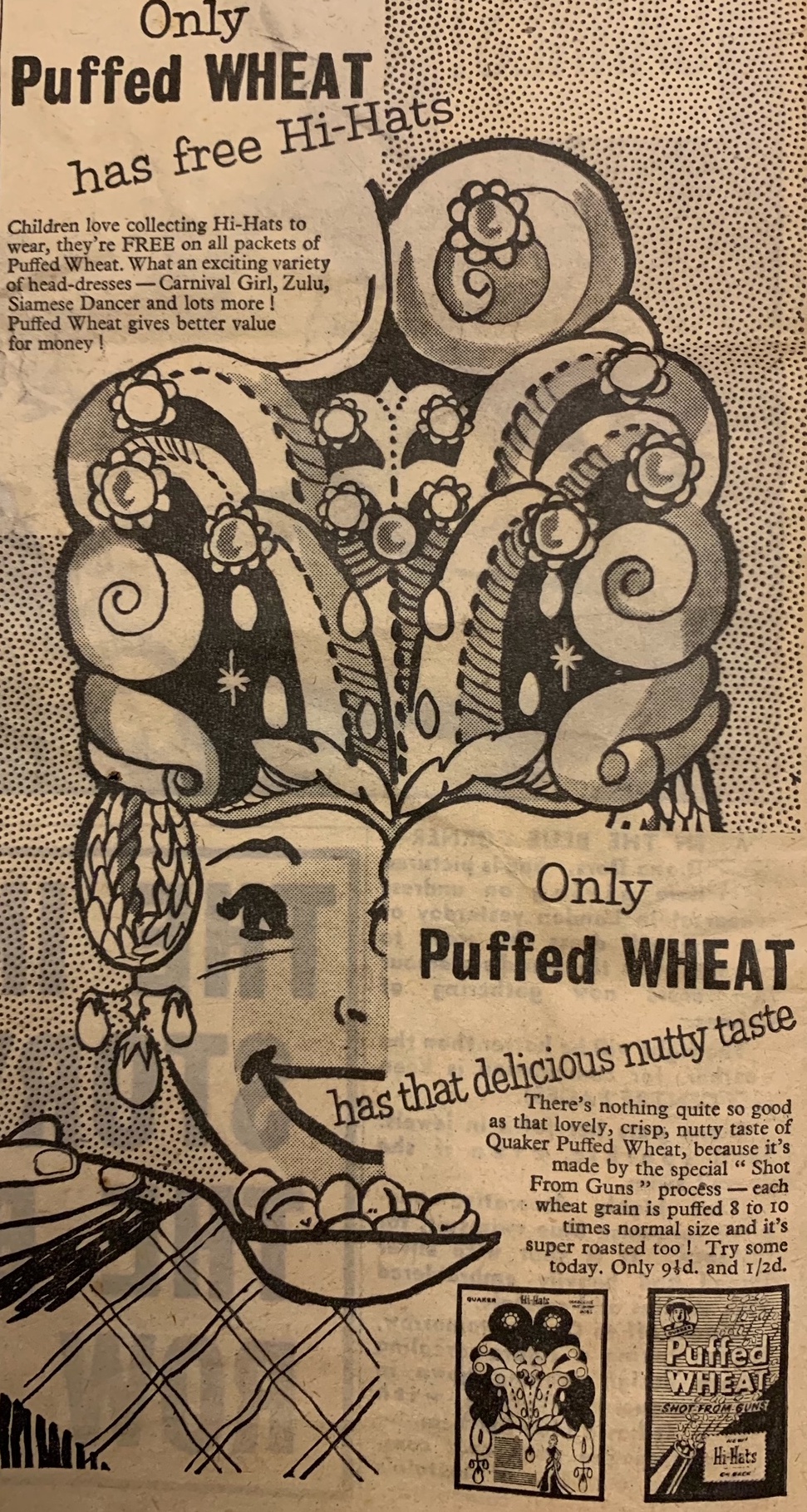 1954 Puffed Wheat Hi Hat Ad