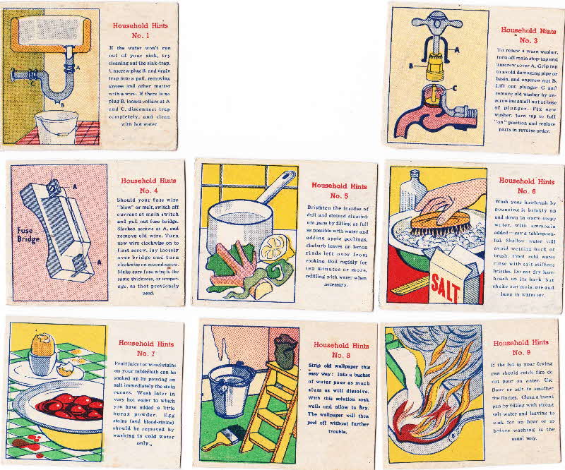 1952 Puffed Wheat Household Hints Cards 1