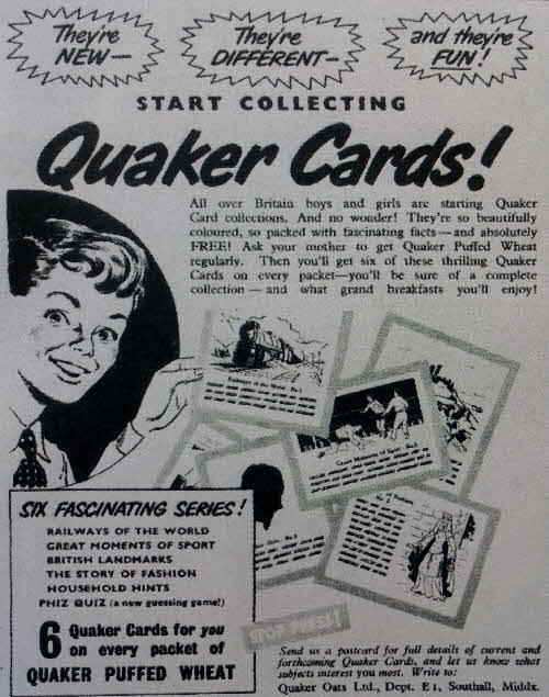1952 Quaker Oats Puffed Wheat Reference cards (2)