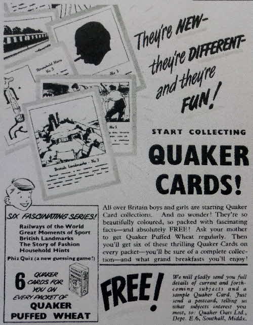 1952 Quaker Oats Puffed Wheat Reference cards (1)