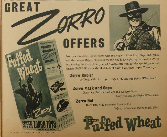 1959 Puffed Wheat Zorro Rappier 2