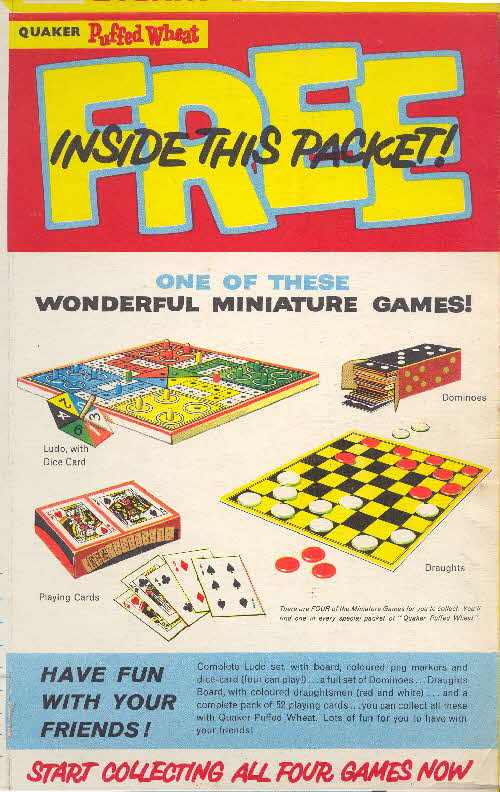 1961 Quaker Puffed Wheat Miniature Games1
