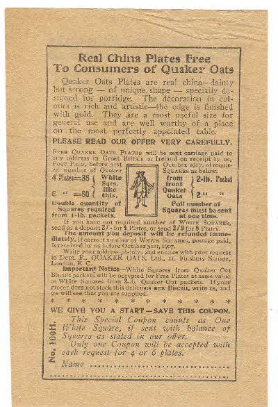 1900s Quaker Oats plates back