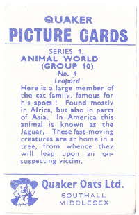1959 Quaker Oats Picture Animal Cards (3)