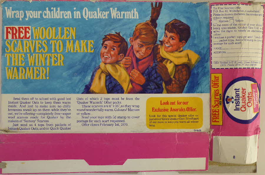 1969 Quaker Oats Instant Scalf offer & Sachets (2)