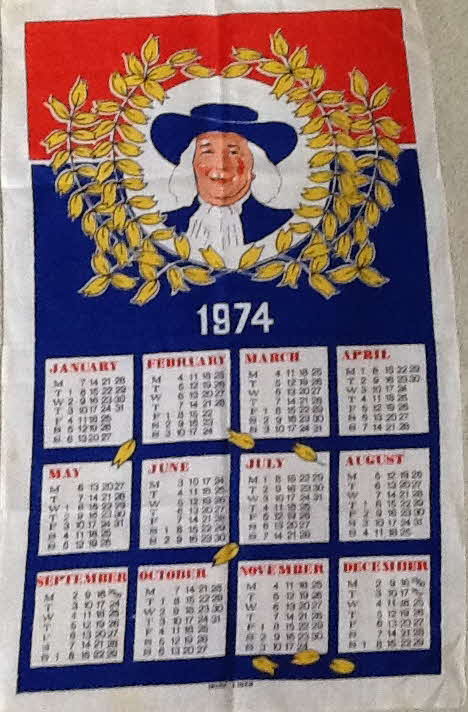 1974 Quaker Oats T Towel Calendar