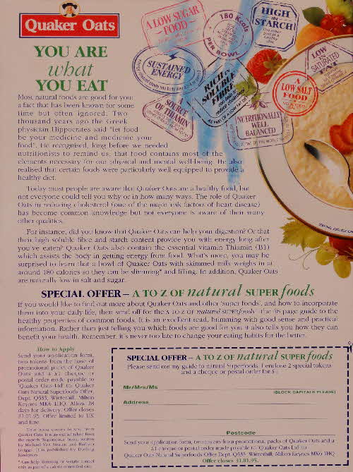 1994 Quaker Oats A-Z Superfoods