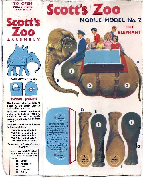 1958 Scotts Oats Zoo Animals Elephant