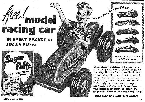 1957 Sugar Puffs Model Racing Cars b&w