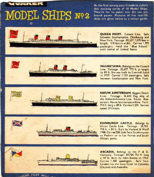 s_1958 Sugar Puffs Model Famous Ships No 2