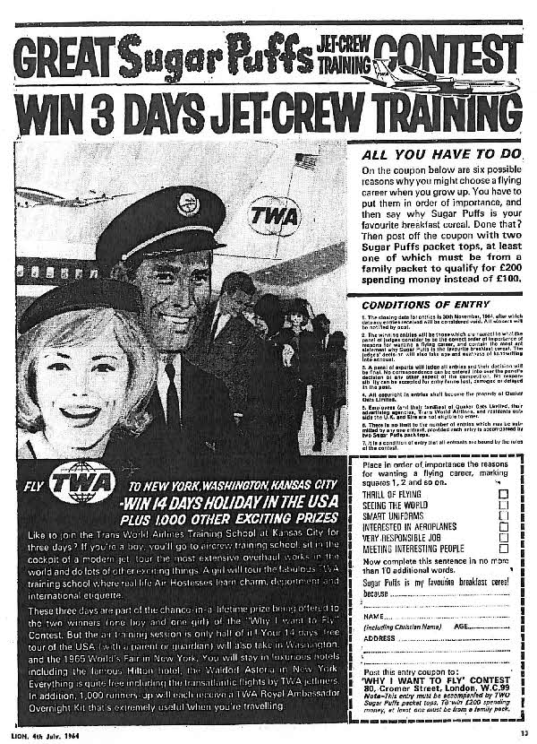 1964 Sugar Puffs Jet Crew Competition1