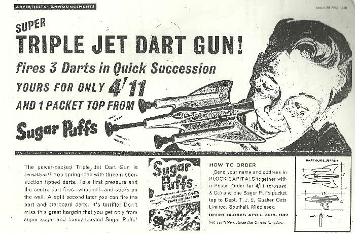 1960 Sugar Puffs Triple Jet Dart Gun
