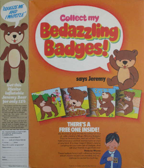 1970 Sugar Puffs Bedazzling Badges & Jeremy Bear Inflatable