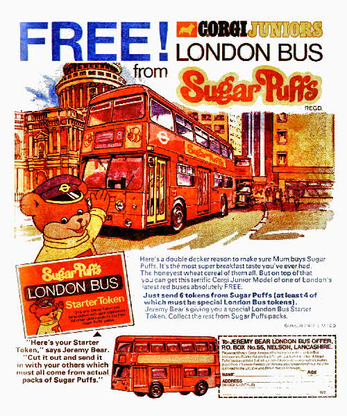 1974 Sugar Puffs Corgi Bus offer