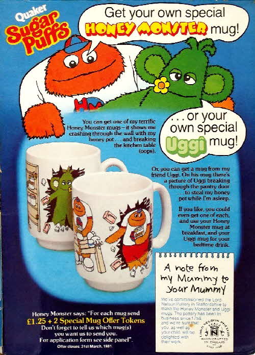 1980 Sugar Puffs Honey Monster & Uggi Mug (2)