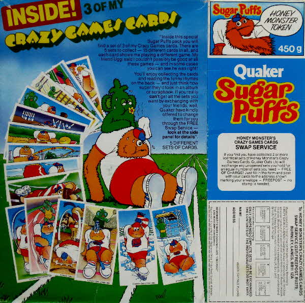 1982 Sugar Puffs Crazy Card Games Cards
