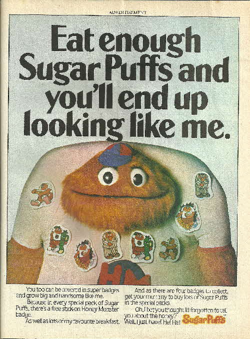 1980 Sugar Puffs stick on badges