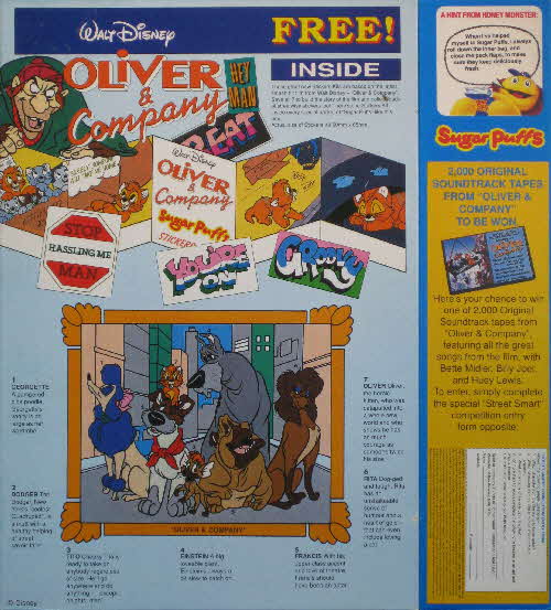 1989 Sugar Puffs Oliver & Co stickers & Competition