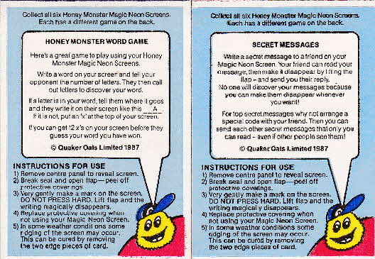 1987 Sugar Puffs Magic Neon Screens back1