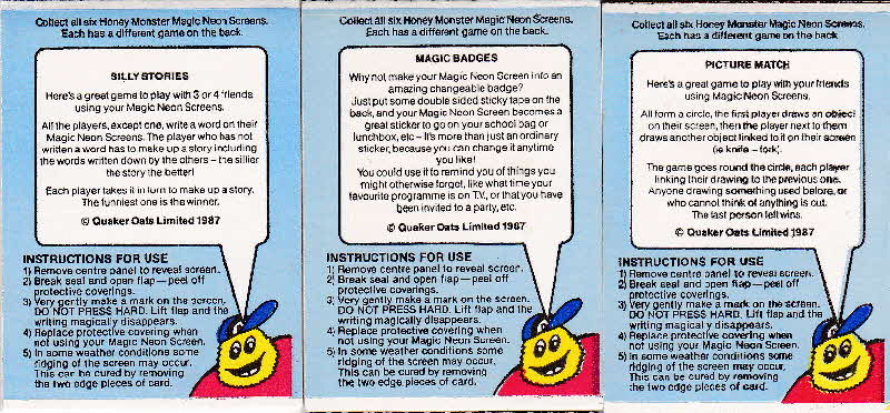 1987 Sugar Puffs Magic Neon Screens back