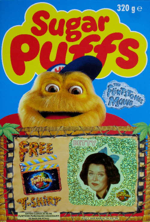 1994 Sugar Puffs Flinstones Stickers & T Shirt - Betty (Gold)